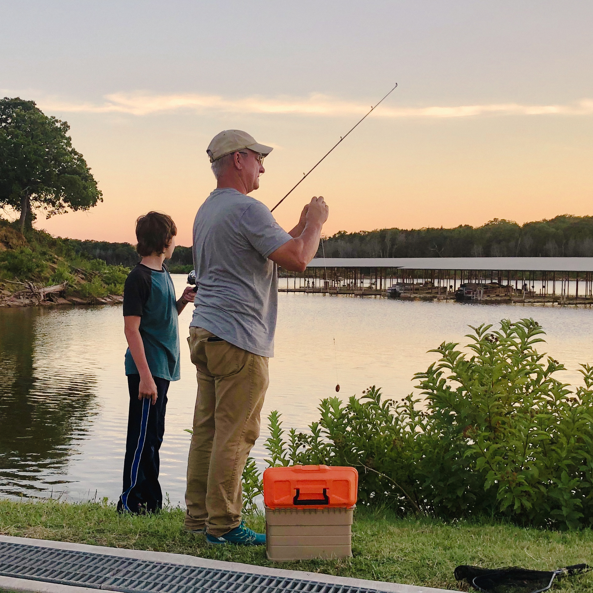 Boy and Man Fishing