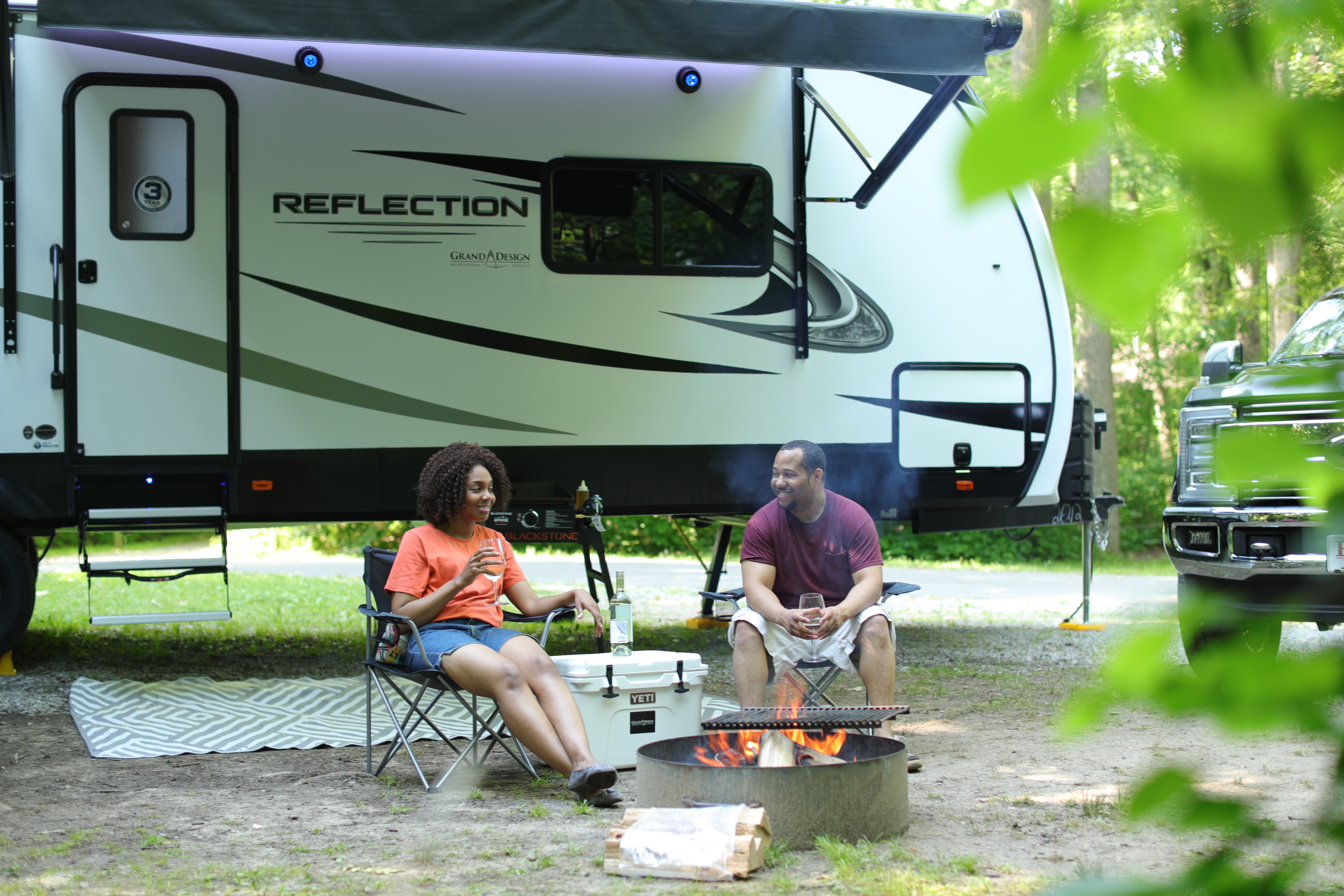 Camping with Reflection RV in woods