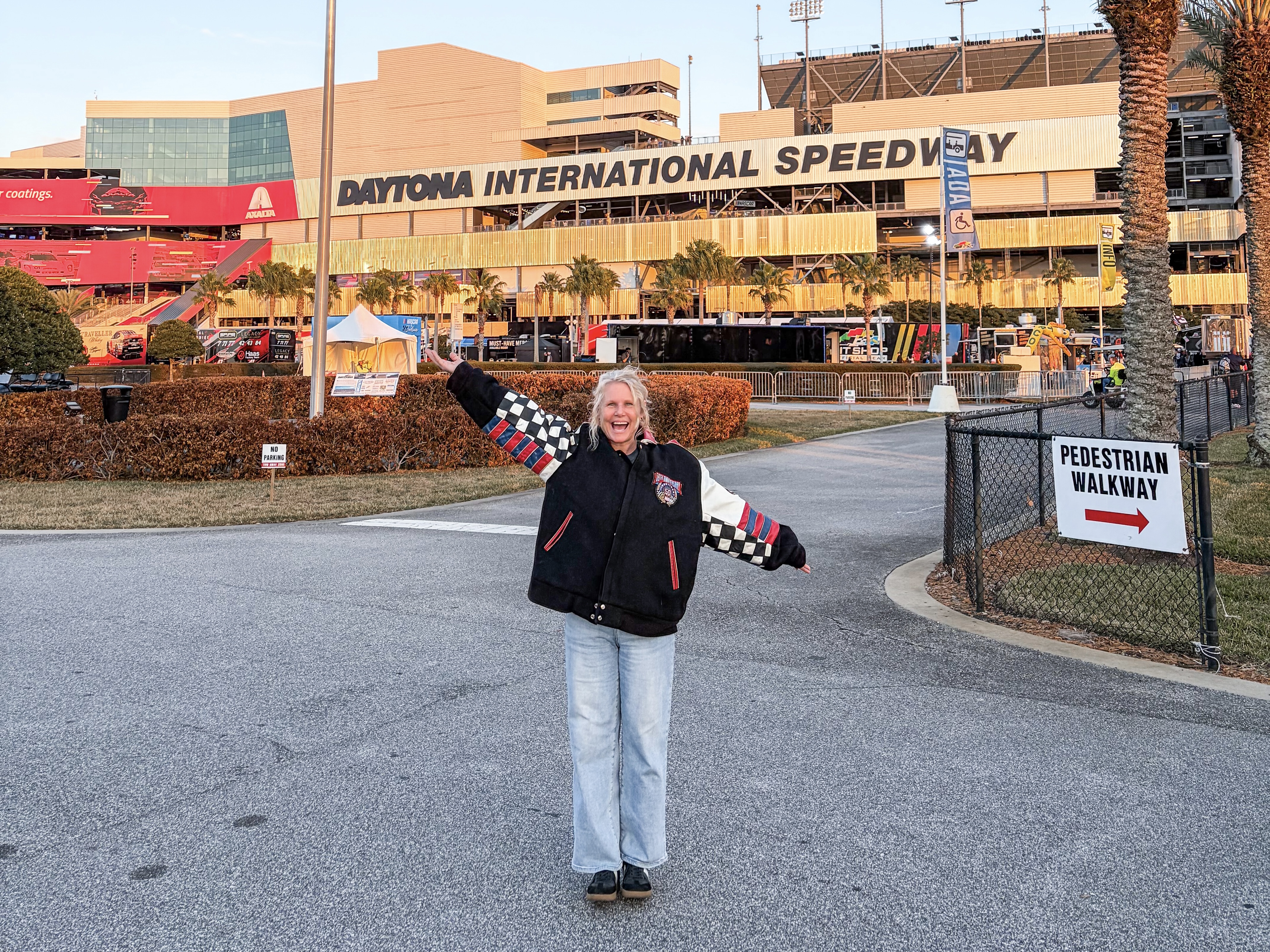 Daytona Speedweeks Jennifer Outside Racetrack