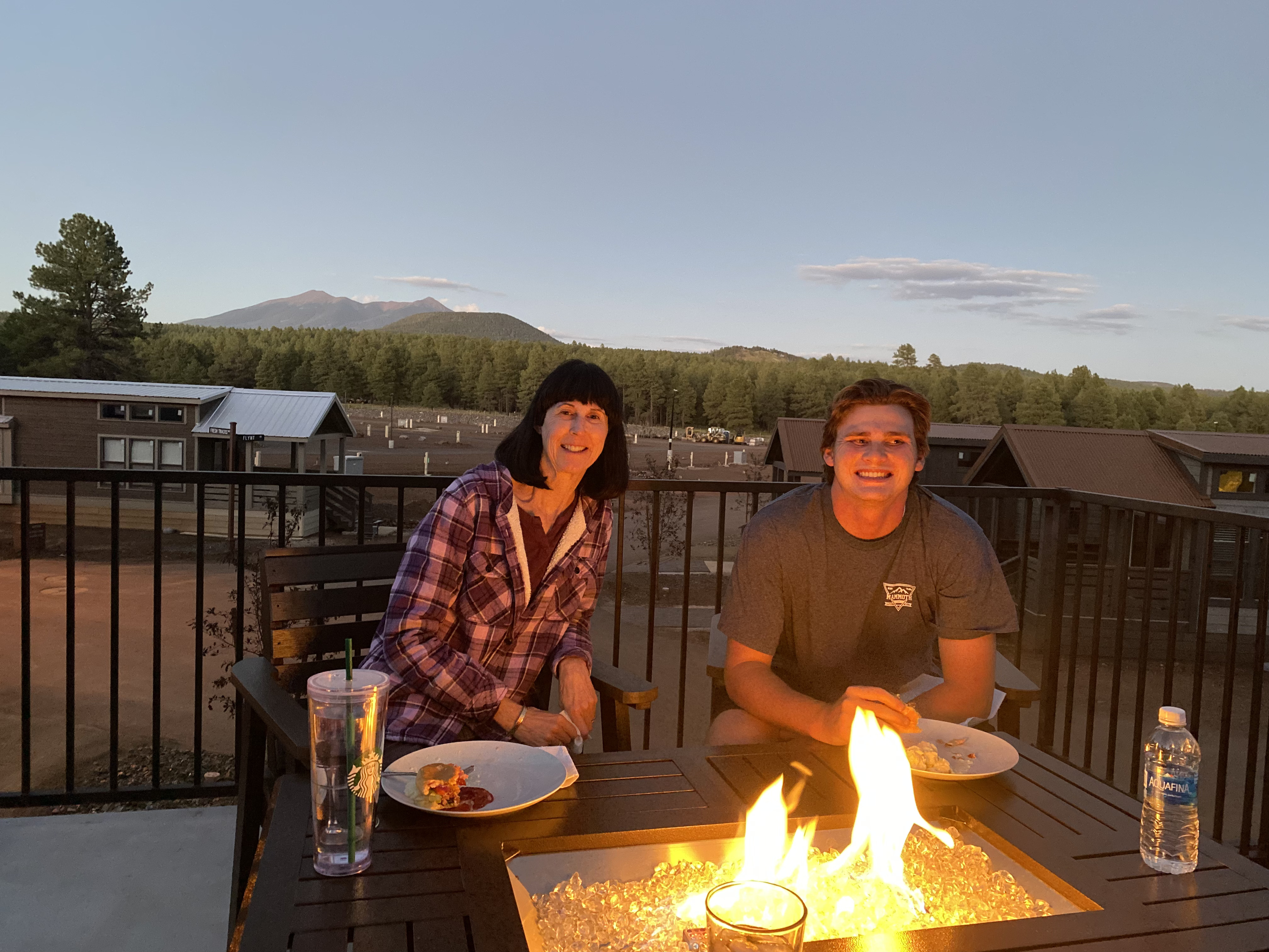 Kawamoto family around campfire