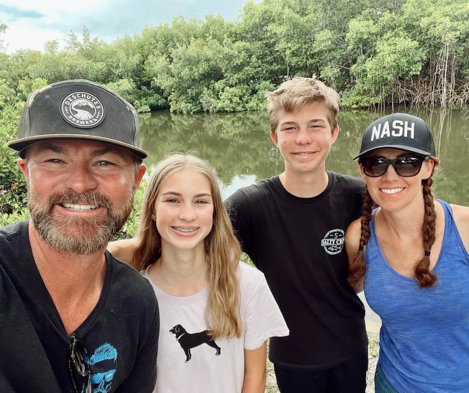 The Caudill Family in front of Lake