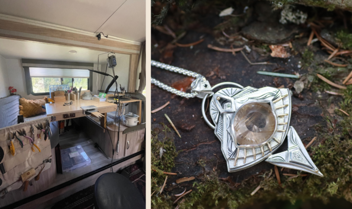 Lindsey Scot Ernst's jewelry bench and jewelry work