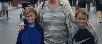 mom and kids at disney
