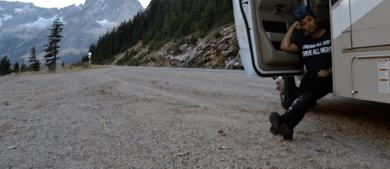 woman in an RV