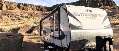 Travel Trailer in mountains