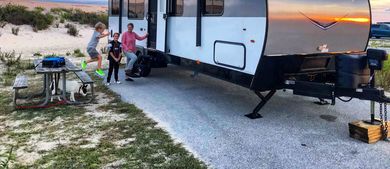 travel trailer at campground