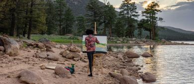 Latasha painting mountains
