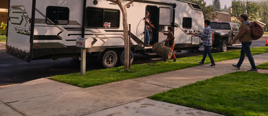 Family in Travel Trailer
