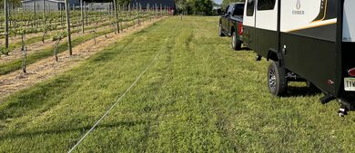 Towable RV at a vineyard
