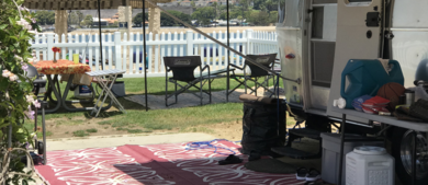 RV setup at campsite during the day