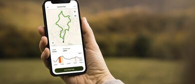 AllTrails app showing map of hiking route