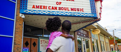 Dad and daughter at the Stax Museum