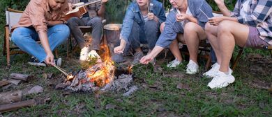Individuals gathered around a campfire