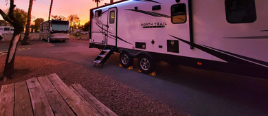 Travel trailer at campground