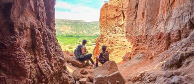 Family in canyon