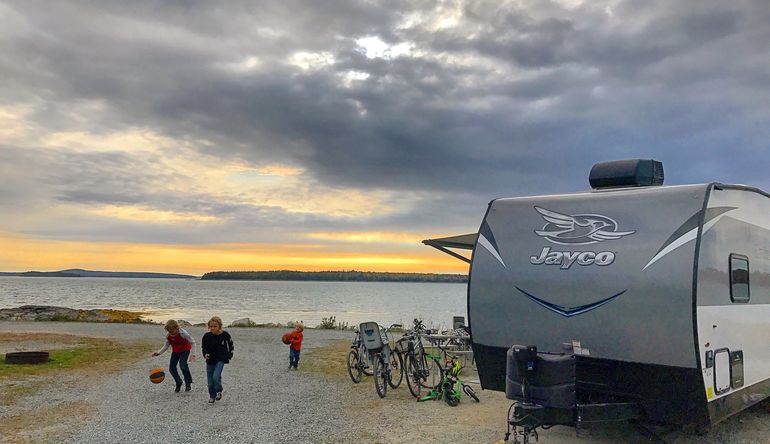 travel trailer on the beach