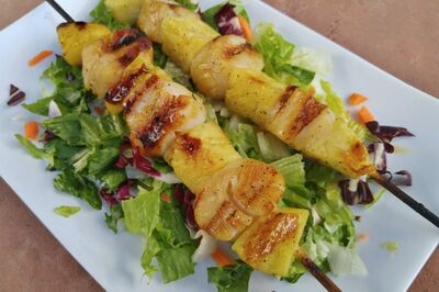Grilled Sea Scallops and Pineapple Skewers