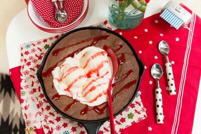 Gooey Chocolate Fudge Skillet Cookie