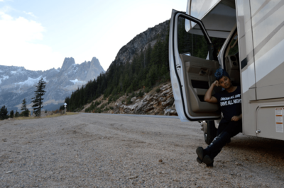 woman in an RV