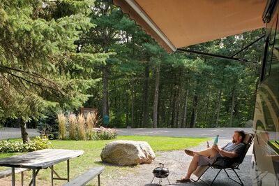 relaxing outdoors under awning