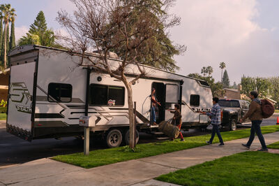 Family in Travel Trailer
