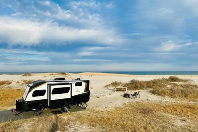 Travel trailer on beach
