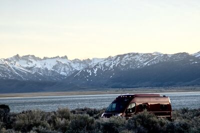 RV Van with Mountain Backdrop cropped