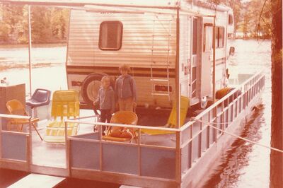 Camp-A-Float Hinch 1979 Theresa Becky on deck
