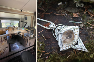Lindsey Scot Ernst's jewelry bench and jewelry work