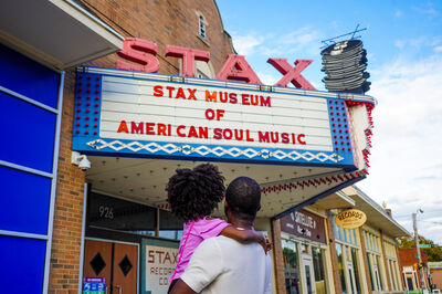 Dad and daughter at the Stax Museum