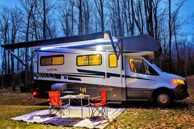 Photo of RV in the evening