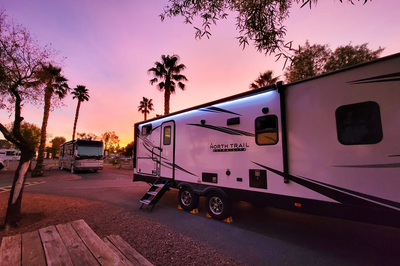 Travel trailer at campground