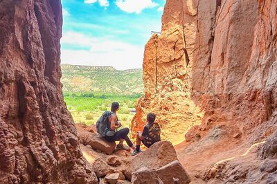 Family in canyon