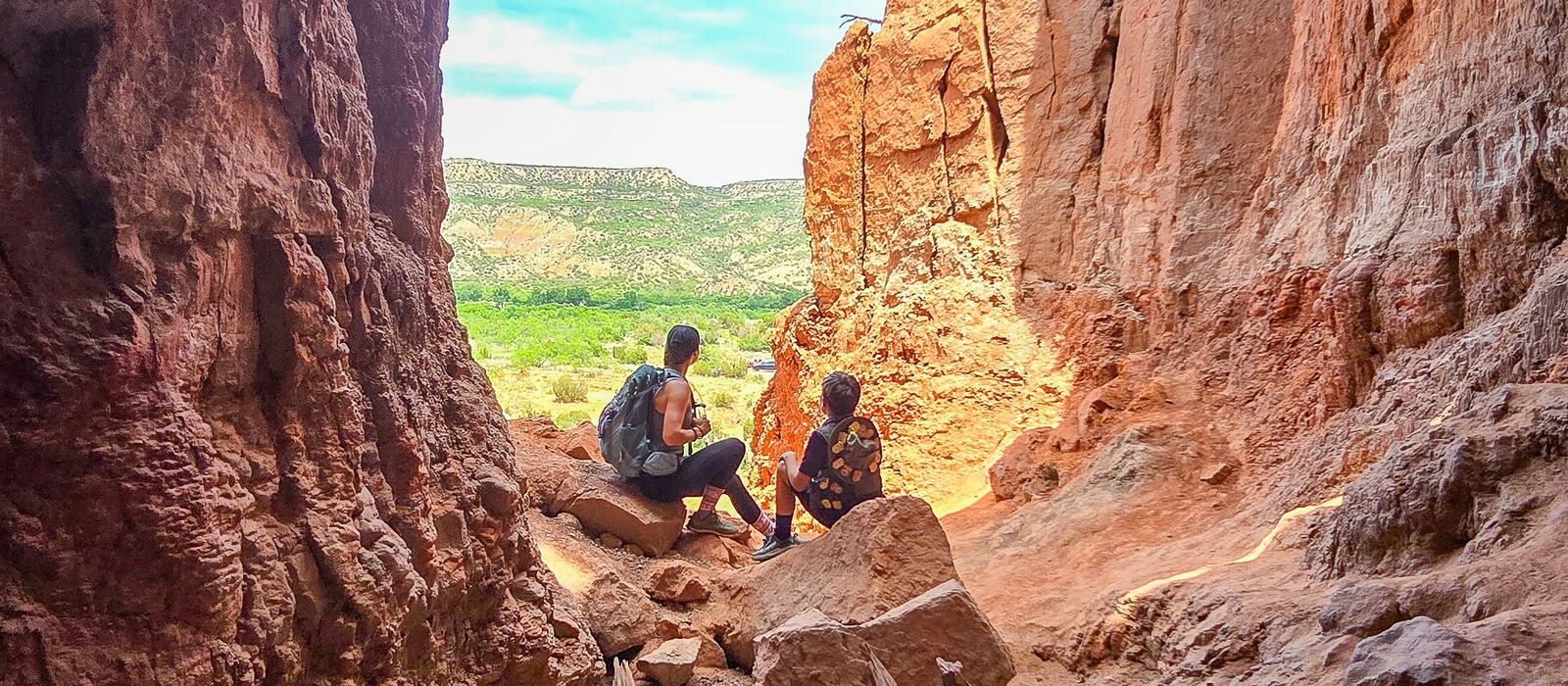 Family in canyon