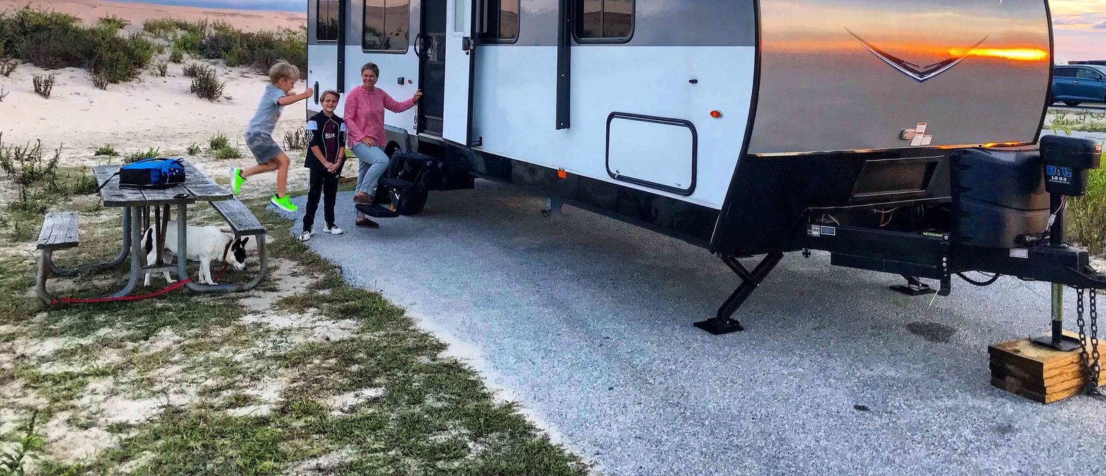 travel trailer at campground