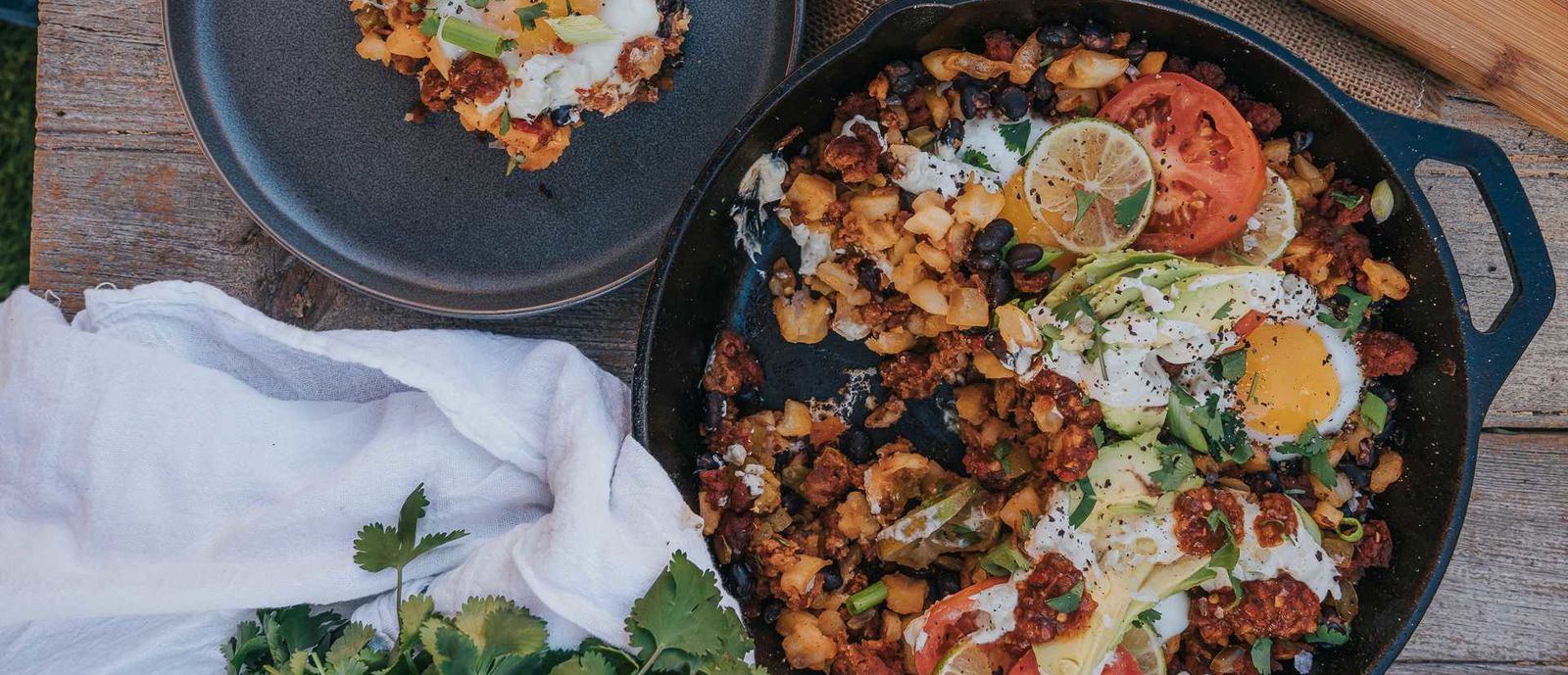 Serving Chorizo O'Brien hash