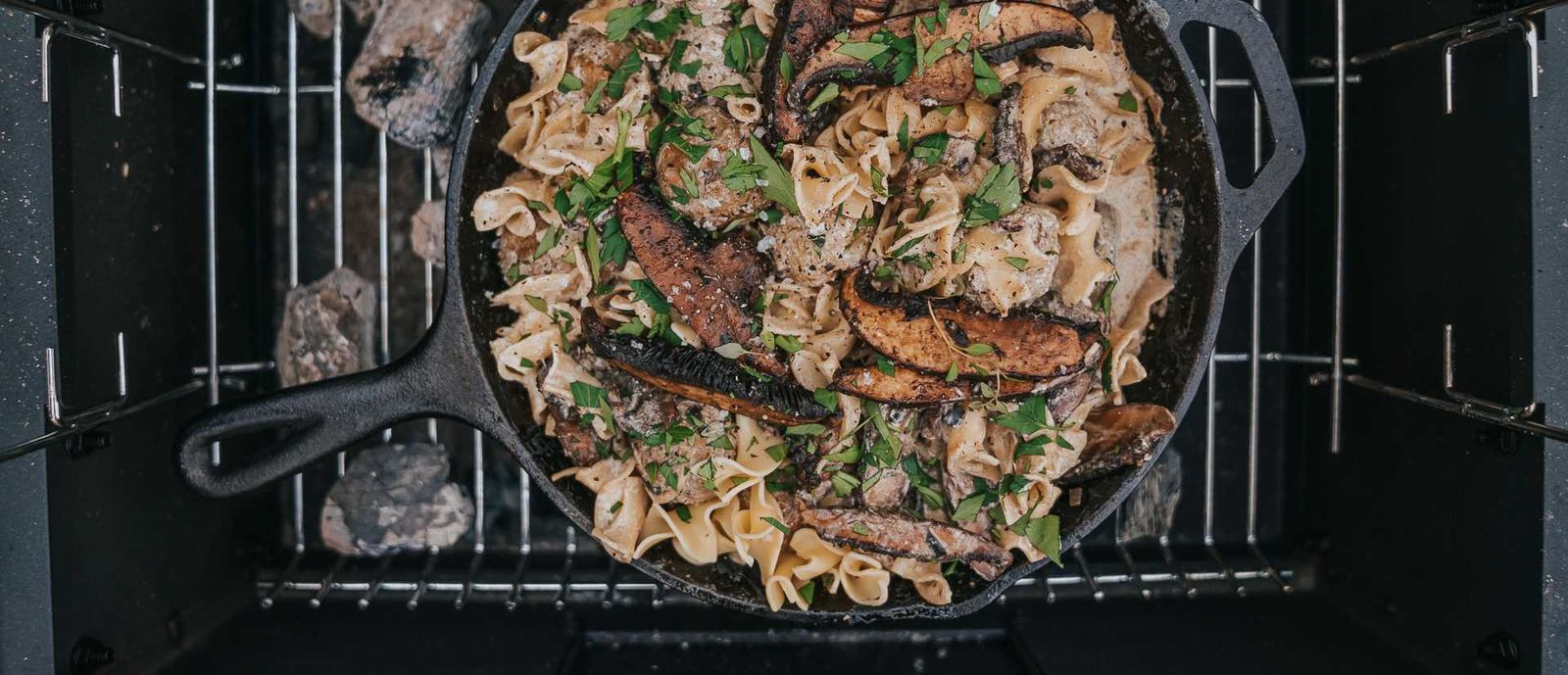 Meatball stroganoff in skillet