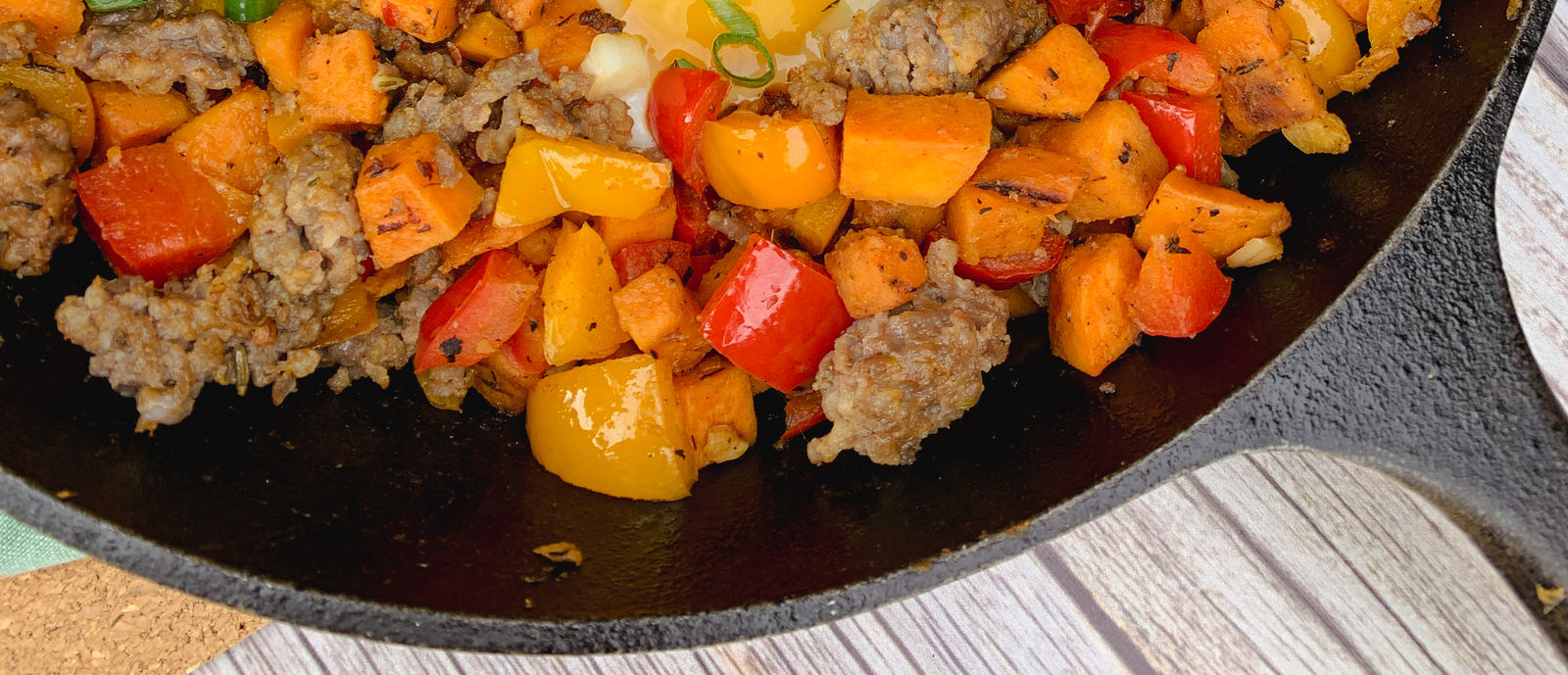 Sweet potato hash skillet with eggs