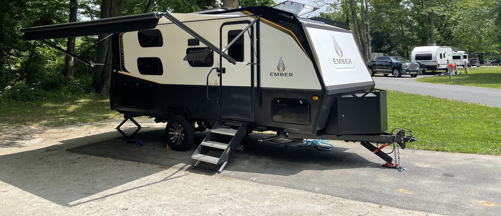 travel trailer in state park campground
