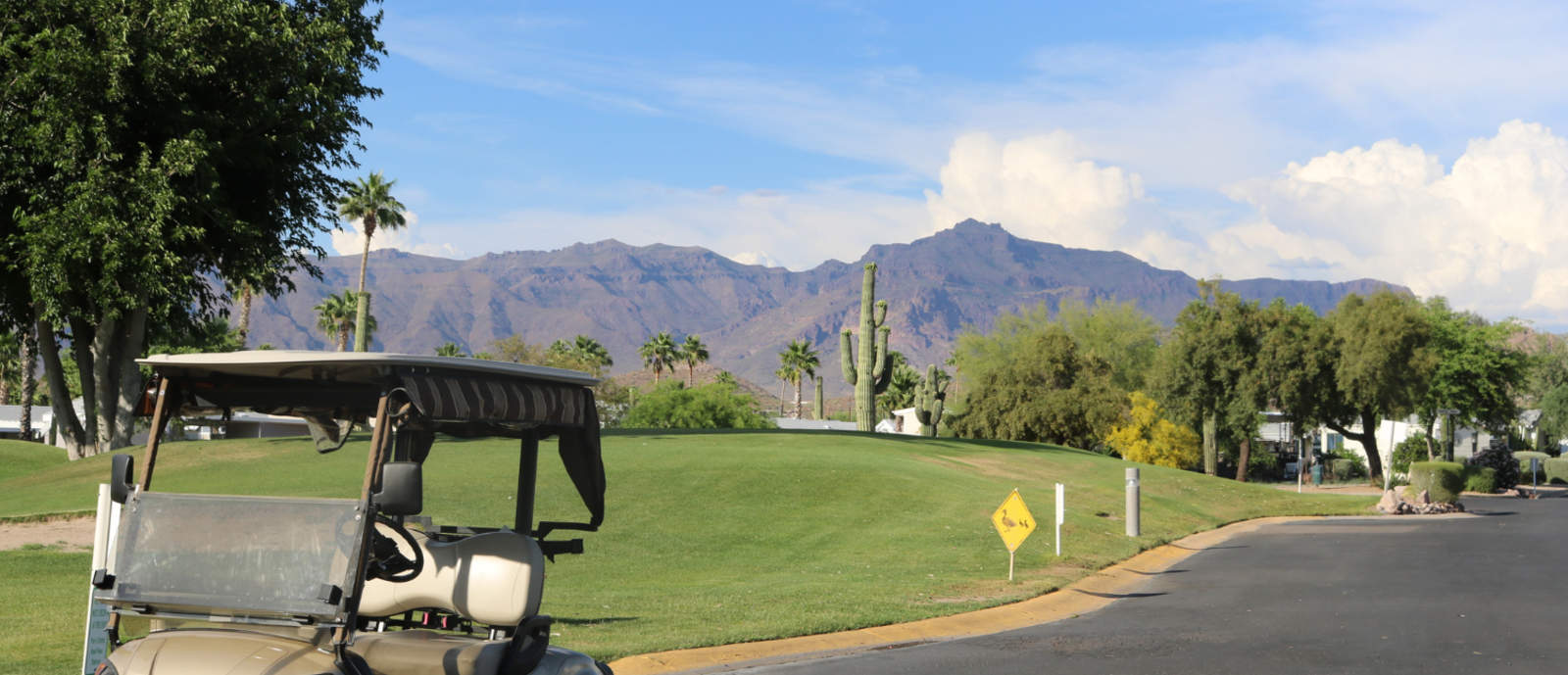 A golf cart at Gold Canyon Golf