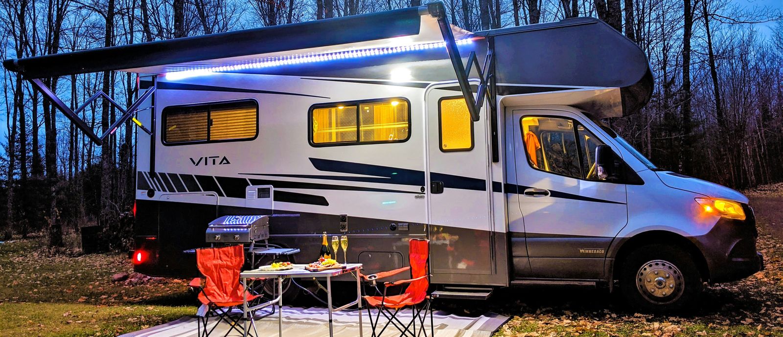 Photo of RV in the evening