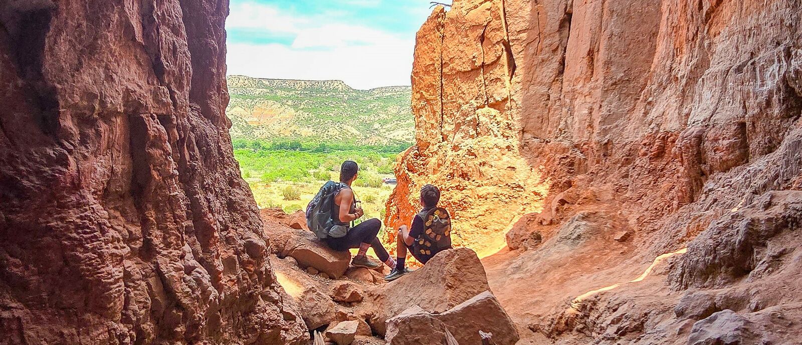 Family in canyon