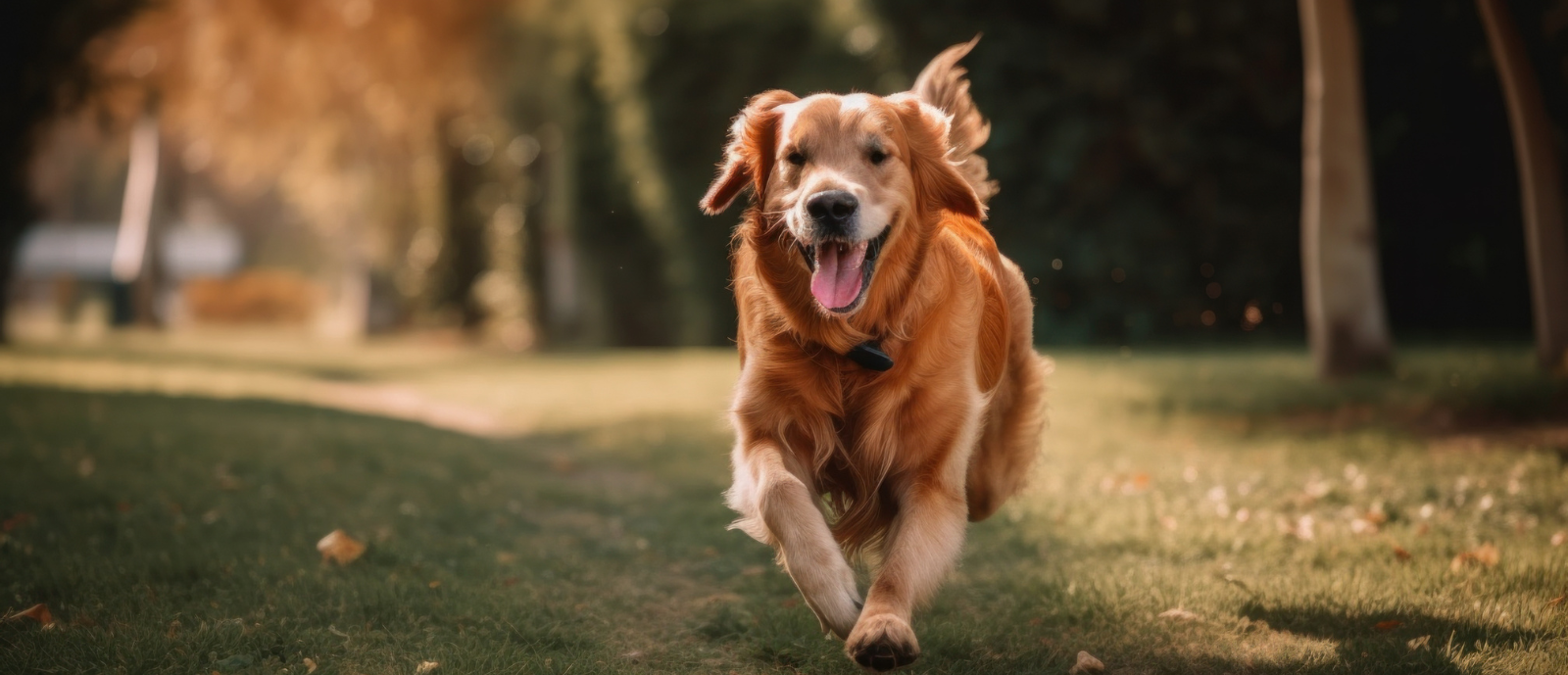 Dog running on trail