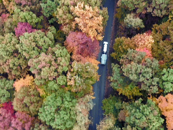 Aerial view of towable RV