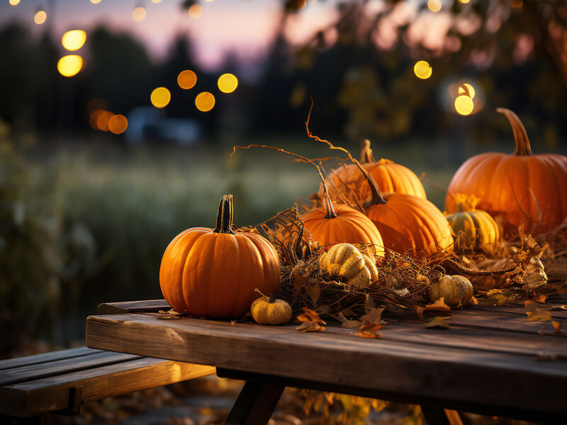 Pumpkins on a table