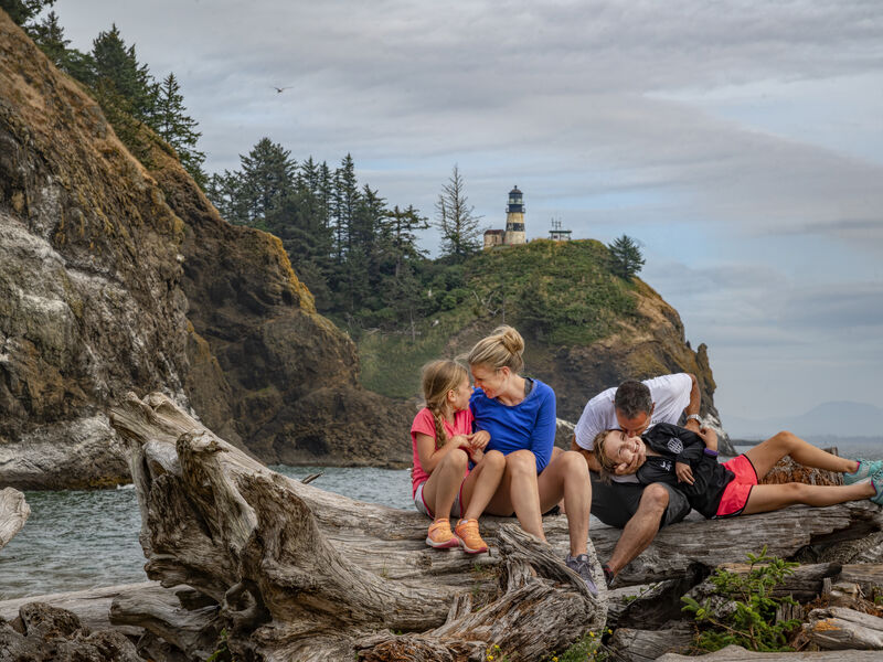 Family spending time together on the coast