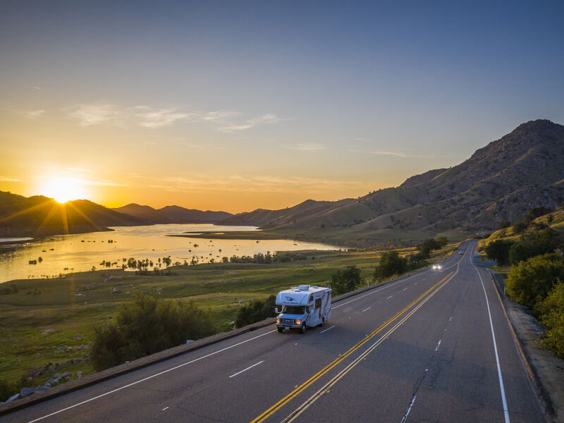 RV on Highway in California