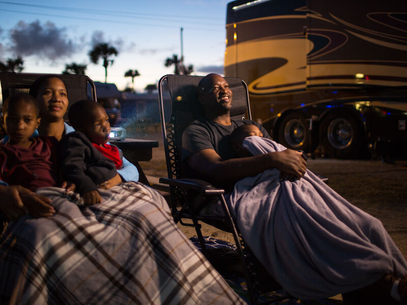 RVers camping on a warm evening