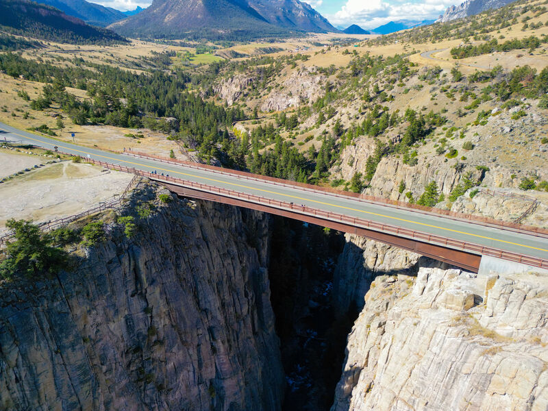 An aerial view of an overpass