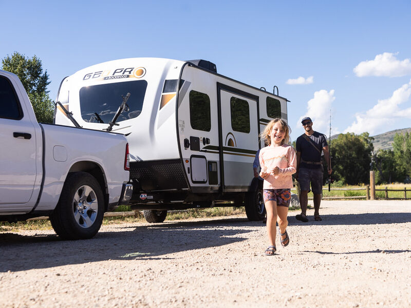 Family outside of towable